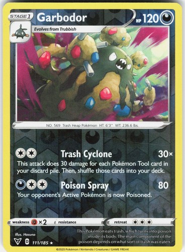 Garbodor 111/185 Rare Vivid Voltage Pokemon Reverse Holo Moderately Played