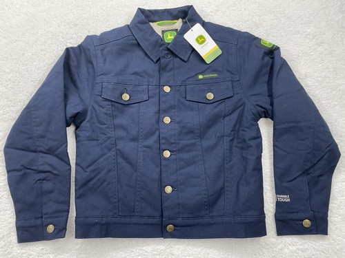 John Deere Boys Trucker Jacket Medium 8 New Blue Sherpa Lined NWT