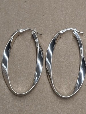 Längliche gedrehte Sterling Silber Creolen 1,5''
