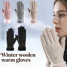 Ladies Women Winter Soft Fur Gloves Touch Screen Fleece Suede Warm Lined Thermal
