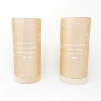 2Er Set Led Tischlampen Pusteblume Mit Spruch H. 20Cm Apricot Mit Timer Formano