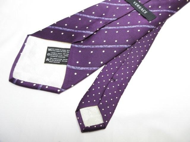 VERSACE Men's Tie Purple Silk Italy thumbnail 4