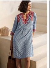 NWOT Boden size 20 linen embroidered tunic dress pullover floral print