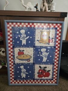 Pillsbury Doughboy Framed Cross Stitch Picture Handmade