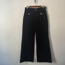J Crew Wide Leg Sailor Velvet Trouser Pants Black 29 High Waisted Dark Academia
