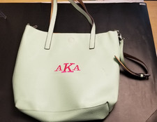 Borsa a tracolla Alpha Kappa Alpha AKA Sorority verde borsa rosa ricamo