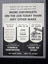 1944 Chevy Ad More Chevys on the Job Today Than any other Make General Motors