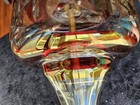 Rare Vtg Clear And Iridescent Cranberry Red Flash Glass Lamp Reticulated Base — photo 6