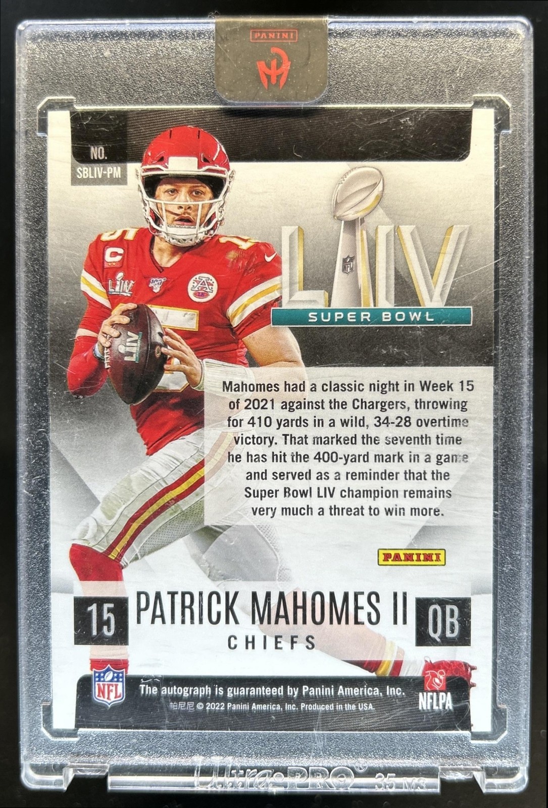 2022 National Treasures Super Bowl Signatures Patrick Mahomes Auto #SBLIV-PM view 2