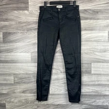Current Elliott Skinny Jeans Womens Size 26 Black Coated Ankle Y2K Alternative