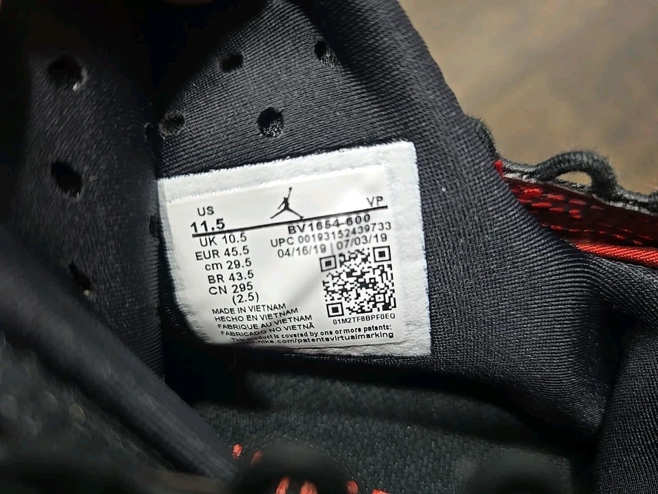 Nike Jordan Proto React University Rojo Negro Para hombres Talla 11.5 Zapatos BV1654-600 Foto 2 de 4