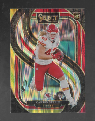 2024 Select Red and Yellow Prizm Shock #142 Carson Steele ROOKIE CARD P ID:67494