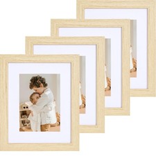 8x10 Picture Frame set of 4, Natural Wood Rustic 8 by 10 Photo Frames with Pl...