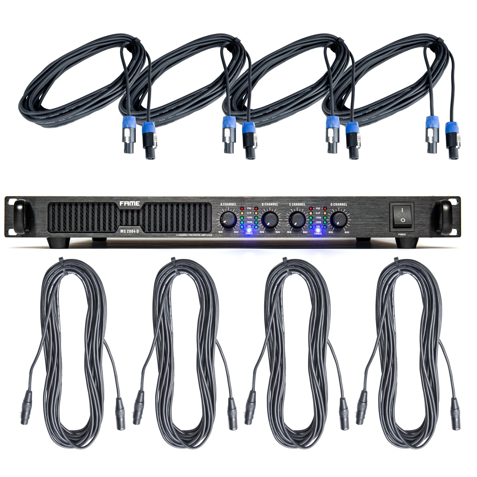 Audio MS 2004 D - 4-канальный цифровой усилитель мощностью 4x190 Вт в комплекте. Кабельный динамик Twist