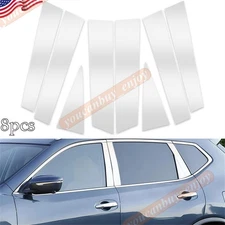 For 2014-2020 Nissan Rogue 8X Chrome Side Window Door B Pillar Post Cover Trim