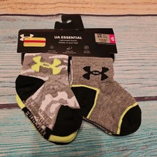 Under Armour Quarter Socks 6 Pairs Gray Black Yellow 6-12 Months 0669
