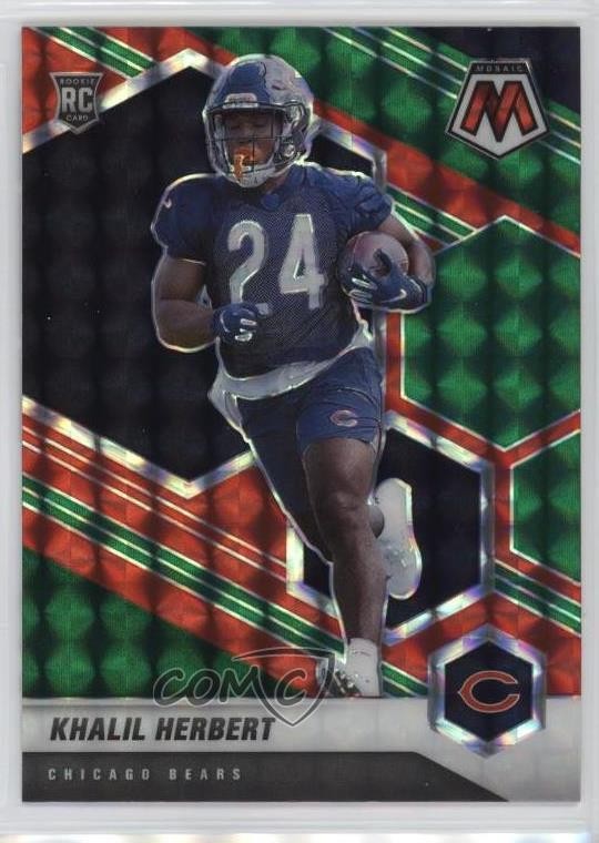 2021 Mosaic Rookies Choice Red & Green Prizm Khalil Herbert #380 Rookie RC 1d59