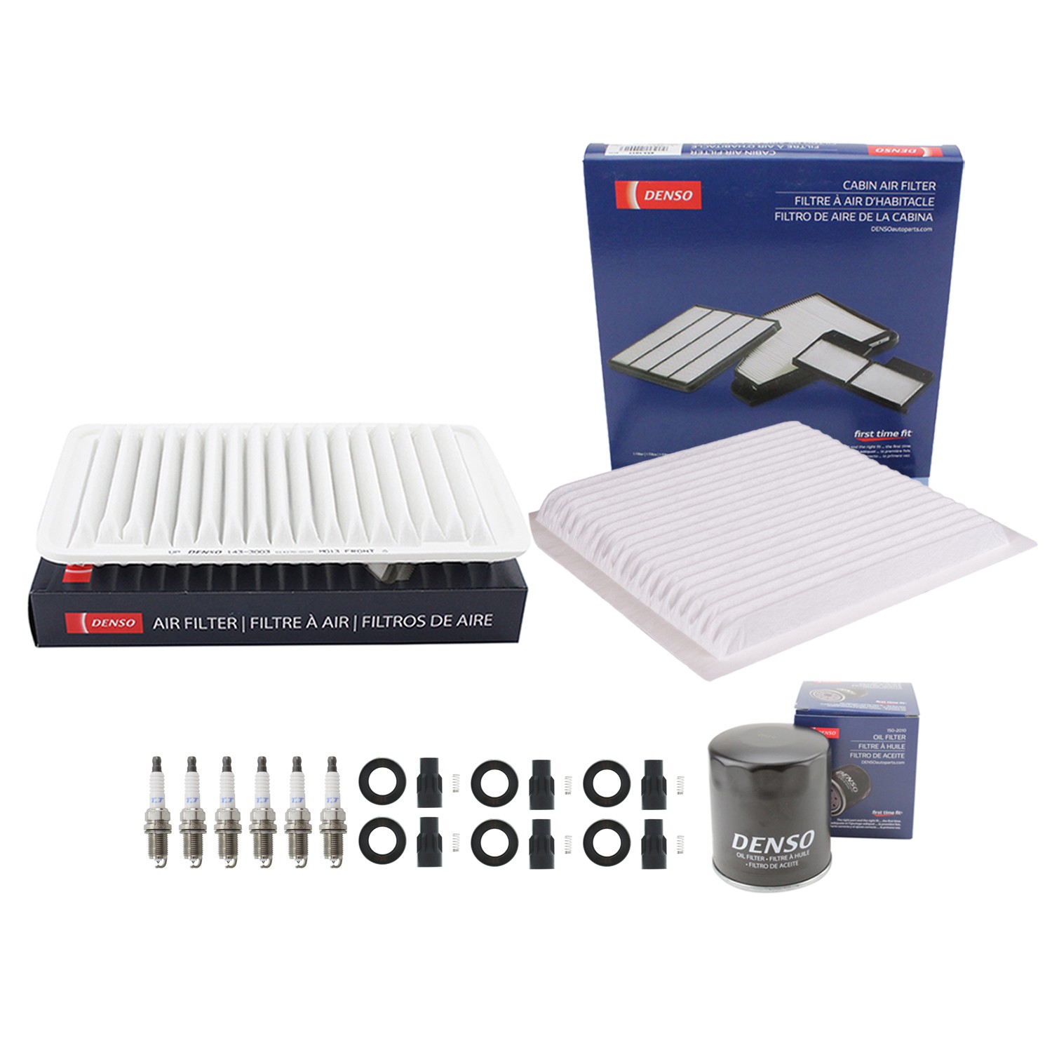 Denso Tune Up Kit 6 Spark Plugs  Boots Kit for Toyota Highlander 3.3L V6 Auto