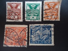 lot de 5 timbres Tchécoslovaquie -1920-oblitérés