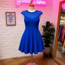French Connection Summer Cobalt Blue Sleeveless Fit and Flare Dress Size 10
