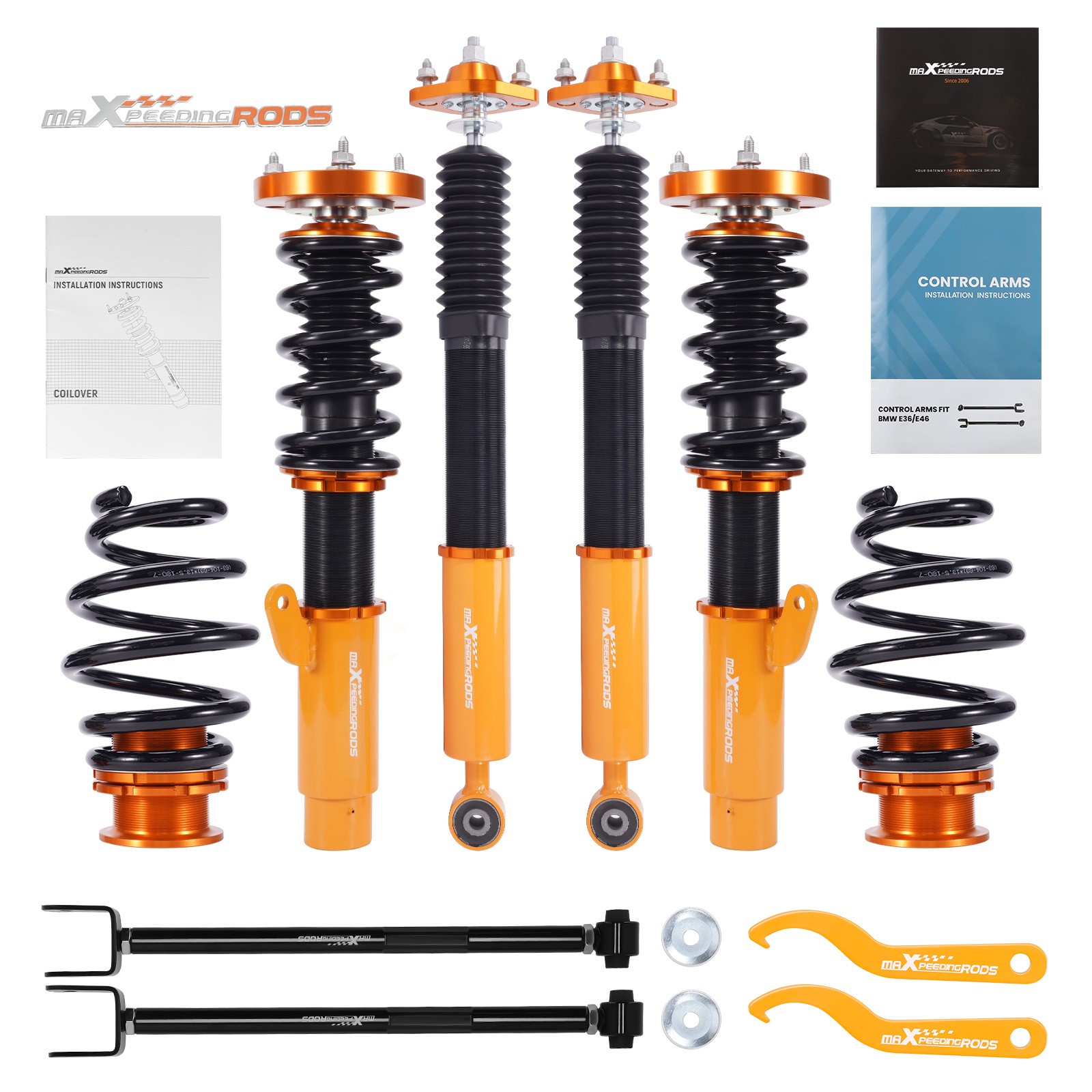 Coilovers+ Adjustable Camber Arms For BMW 3 Series E46 Saloon 1998-2005 Coupe