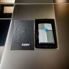 Zippo Corner Connect Turquoise Blue Lighter, Trick, 3D Silver, Ultra Rare, Mint