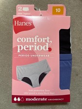 Hanes Girls Underwear 2 Pack Comfort Period Protection Size 10 Boysshorts NEW