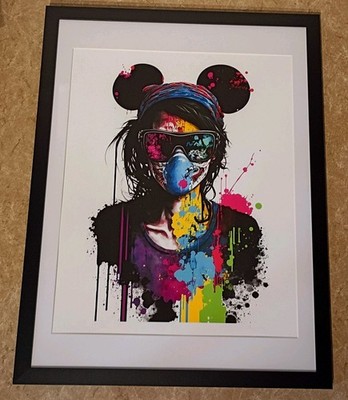 Chris Boyle ltd ed signed framed art print #27/50 Minnie Mouse blu medical mask