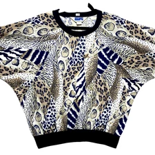 VINTAGE Cape Cod Oversized Sweatshirt Womens 16 Multicolor Animal Print 
