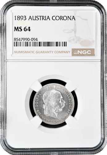 Austria 1 corona 1893, NGC MS64, "Emperor Franz Joseph I (1848 - 1916)"