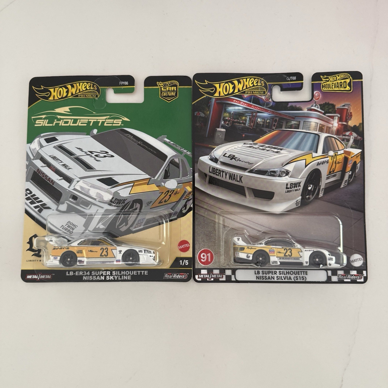 Hot Wheels LB Super Silhouette Nissan Skyline LBER34 Silvia S15 x2 Premium