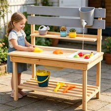 Mud Kitchen for Kids Outdoor, Wooden Outdoor Play Kitchen, Kids Mud Kitchen