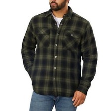 NEW Grizzly Mountain Men's XL Plaid Shirt Jacket Green  Black Sherpa-Lined