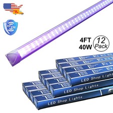 12Pack Linkable UV Led BlackLight Bar 4Ft 40W T8 Led Tube DJ Club Stage Lighting