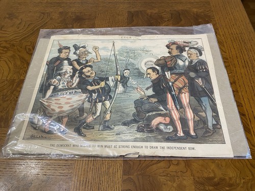 Puck Rare DEMOCRATIC CLOWN CAMPAIGN INDEPENDENT BOW TARIFF REFORM ARROW 1884