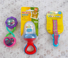 GUMDROP Pacifier Clip. NUBY First Solids Feeder FREE Bright Starts Baby Rattle