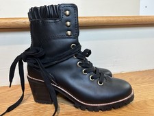 New Jack Rogers Harper Leather Lace Up Hiker  Boots Heeled Size 6M Black NWOT