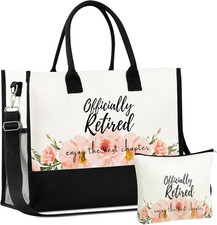 Retirement Gifts for Women, Retirement Tote Bag with Top Zipper Closure and Shou