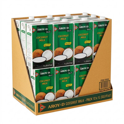 Aroy-D Original 12er Kokosmilch Kokosnussmilch Cocosmilch 12 x 1L (mit E435)