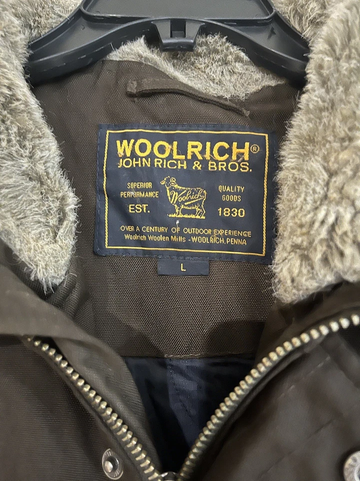 Woolrich Mens Brown Bomber Hooded Jacket with real Fur Size L / Large - Image 2 of 4