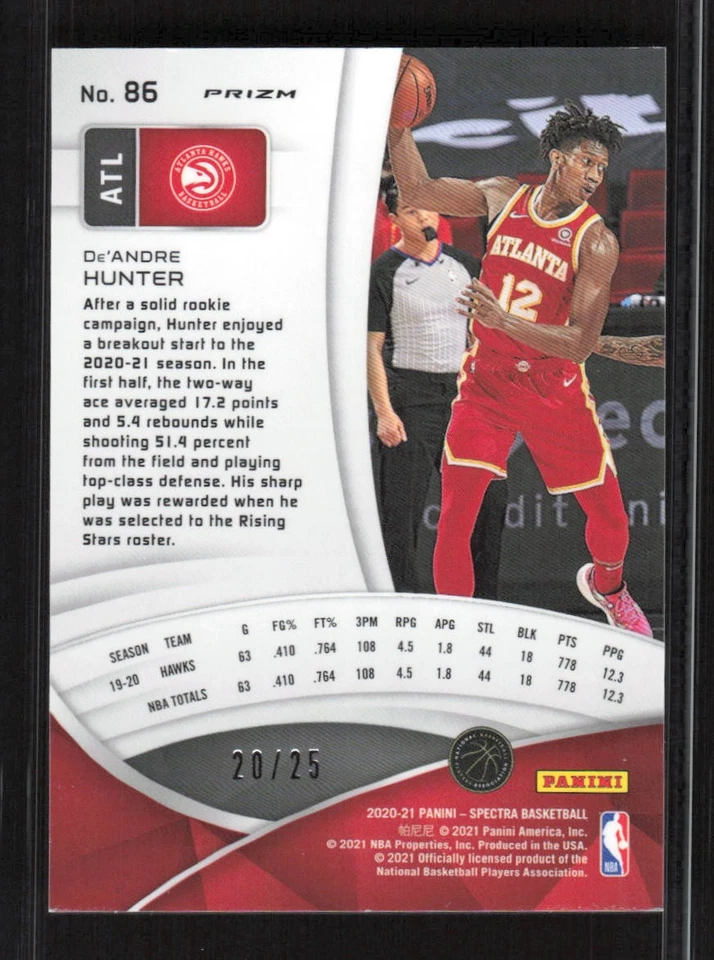 De'Andre Hunter 2020-21 Panini Spectra Asia Green Purple #/25 #86 - Image 2 of 3