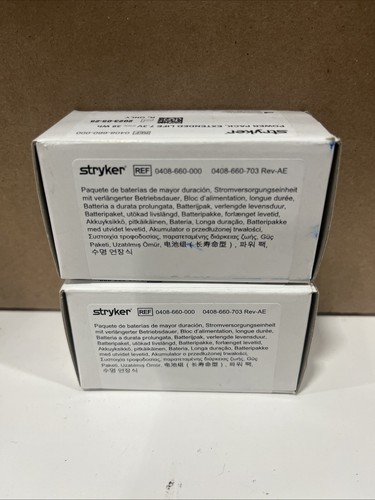 Lotto di 2 - Power Pack Stryker 0408-660 nuovi con scatola durata prolungata