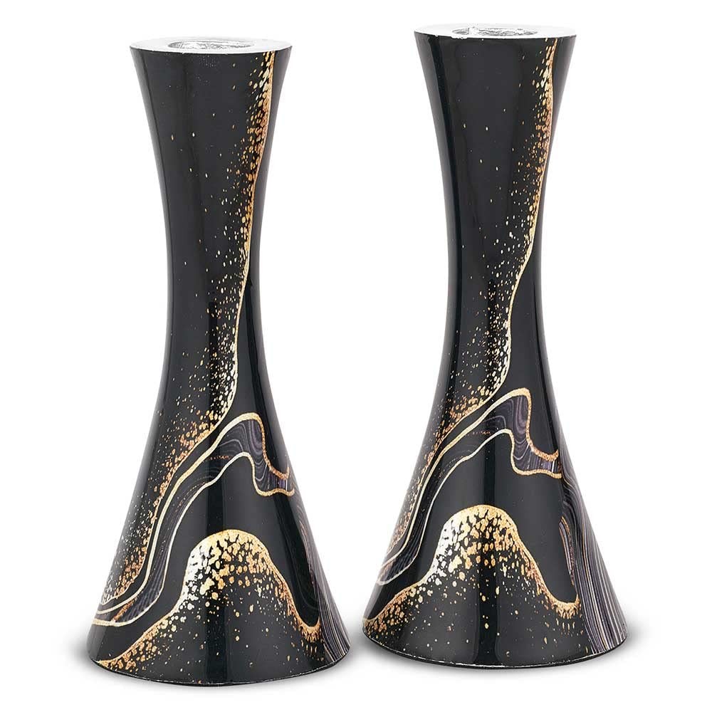 Set Of 2 - Marbleized Metal Modern Ca...