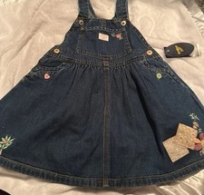Oshkosh Denim Floral Patchwork Overall Dress 24 Months NWT