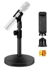 Desktop Mic Stand Phone Clip Holder Weighted Base 5/8 to 3/8 Adapter Desk