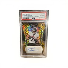 2023 Panini Select - Rookie Signatures Bijan Robinson Gold Prizm Die-Cut 10/10