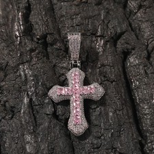 Hip hop Jewelry Gold Filled Pave Colorful Zircons Cross Pendant Sweater Necklace