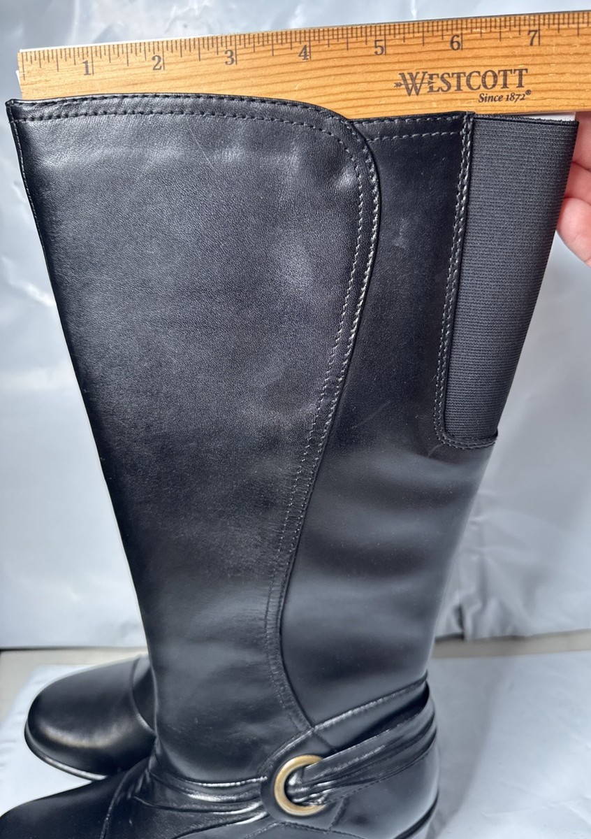 Clarks Wish Excite 9M Knee High Leather Riding Boots Elastic Calf