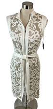NWT Kate & Lily Beige Mock Lace Zip Front Belted Sleeveless Dress Size 8  New