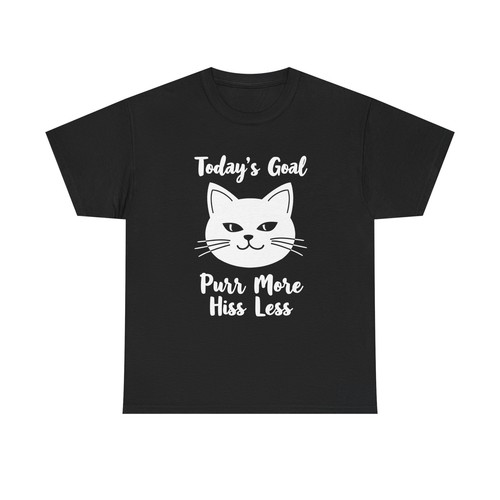 Lustiges Katzen-T-Shirt Heutiges Ziel: Schnurren Sie weniger zischen, Haustierliebhaber Geschenk, Katzenliebhaber - Bild 2 von 7